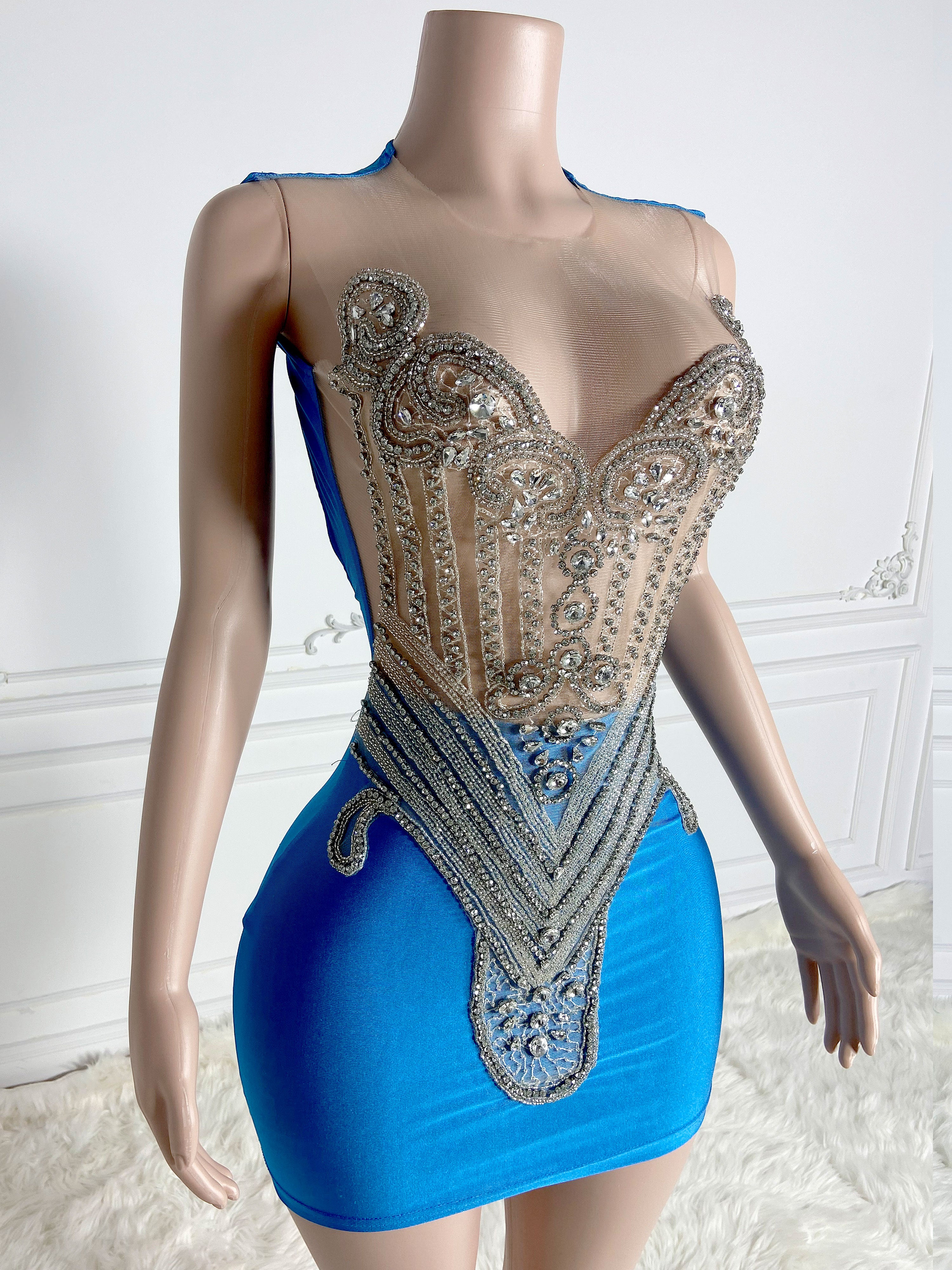 Royal Blue Elegance Mini Dress